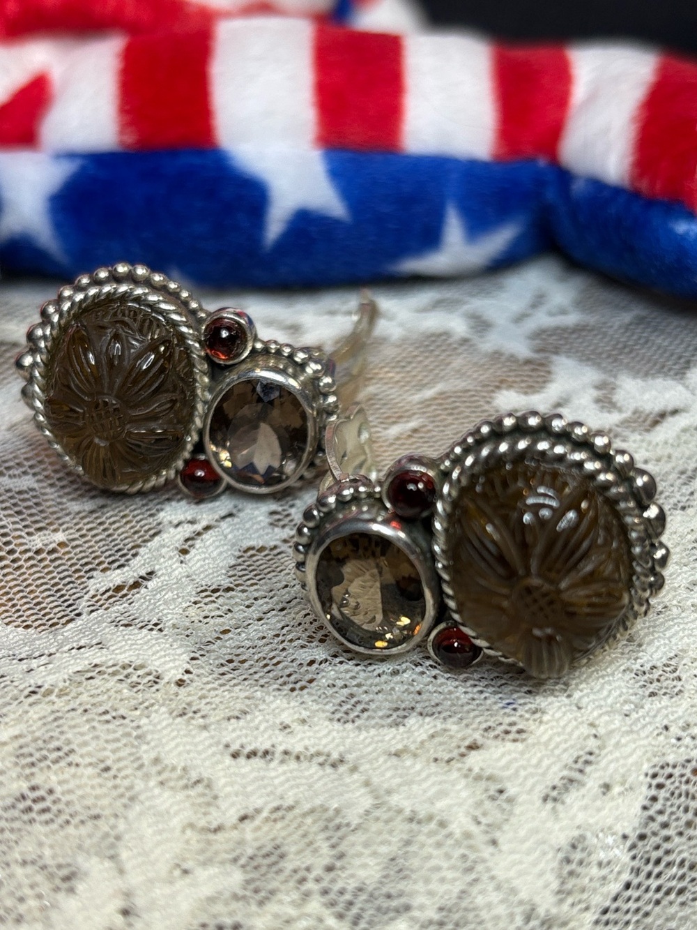 Stephen Dweck Earrings 925 vintage smoky quartz